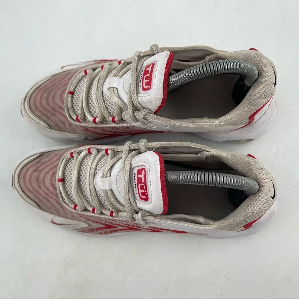 👞 Nike Air Max -Size 6Y- TW Low Casual White Red Athletic Shoes Sneakers